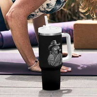 Funny Cowboy Hoatzin Tumbler With Handle Blowing Dandelion Western Bird Gift