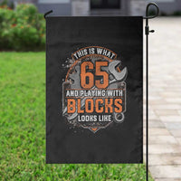 Funny 65th Birthday Mechanic Garden Flag This Is What 65 And Playing With Blocks Looks Like