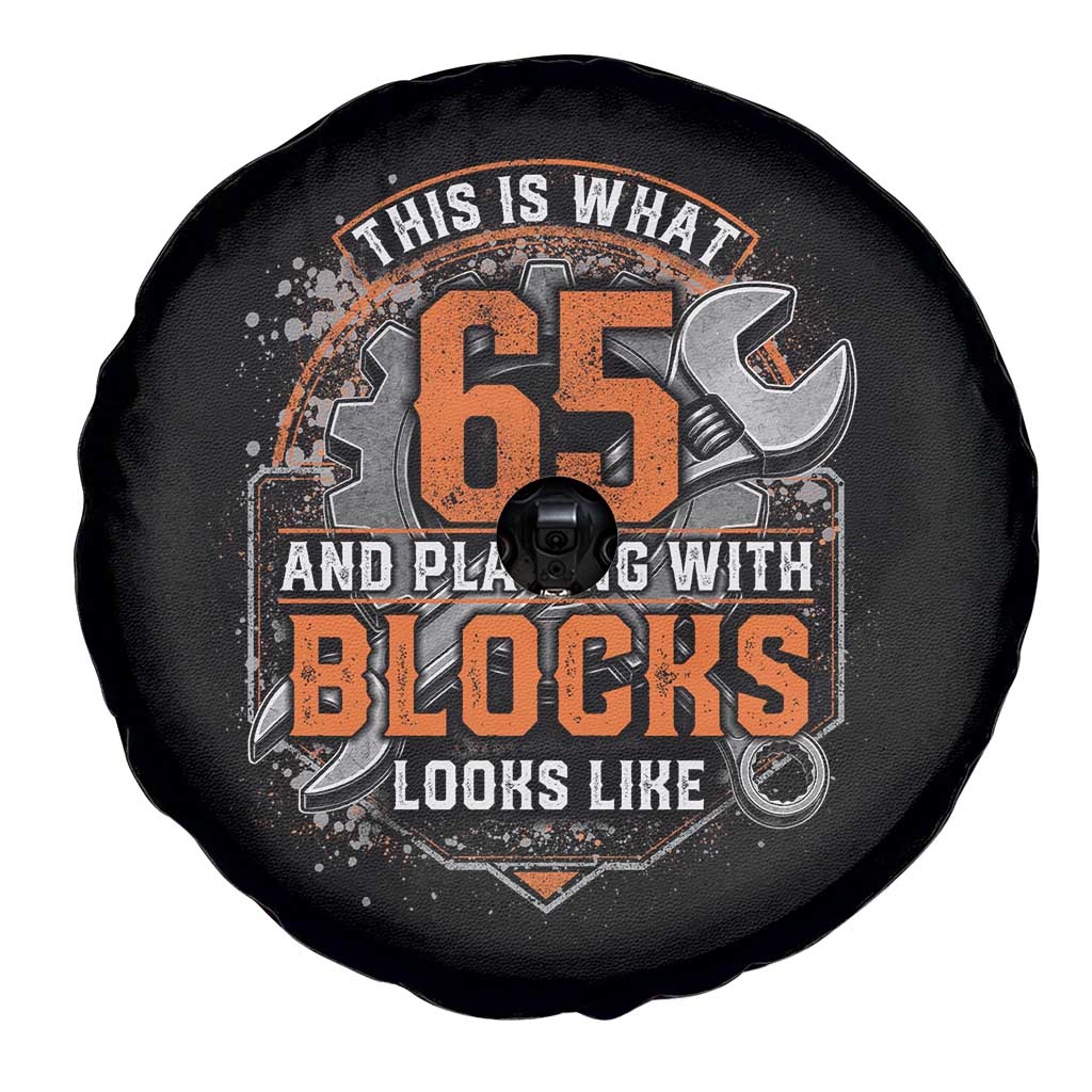 Funny 65th Birthday Mechanic Spare Tire Cover This Is What 65 And Playing With Blocks Looks Like