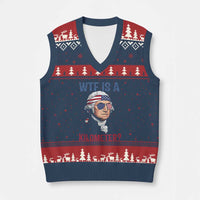 WTF is A Kilometer V-Neck Knit Sweater Vest Funny 4th of July Founding Father
