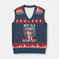 WTF is A Kilometer V-Neck Knit Sweater Vest Funny 4th of July