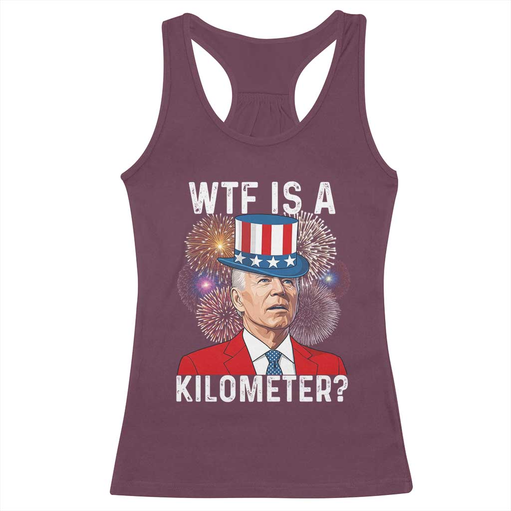 WTF is A Kilometer Racerback Tank Top Funny 4th of July
