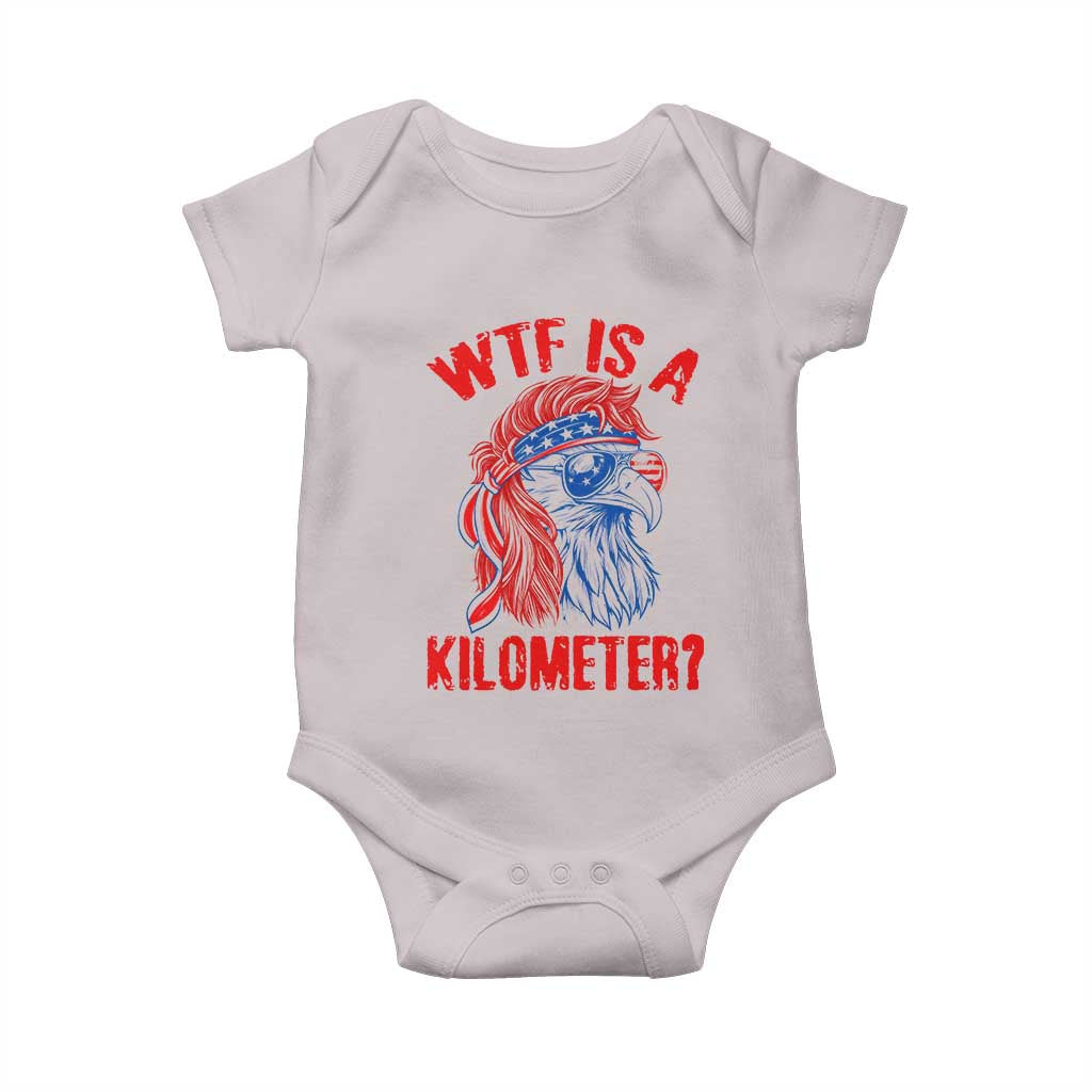 WTF is A Kilometer Baby Onesie Patriotic Eagle 4th of July USA American Flag