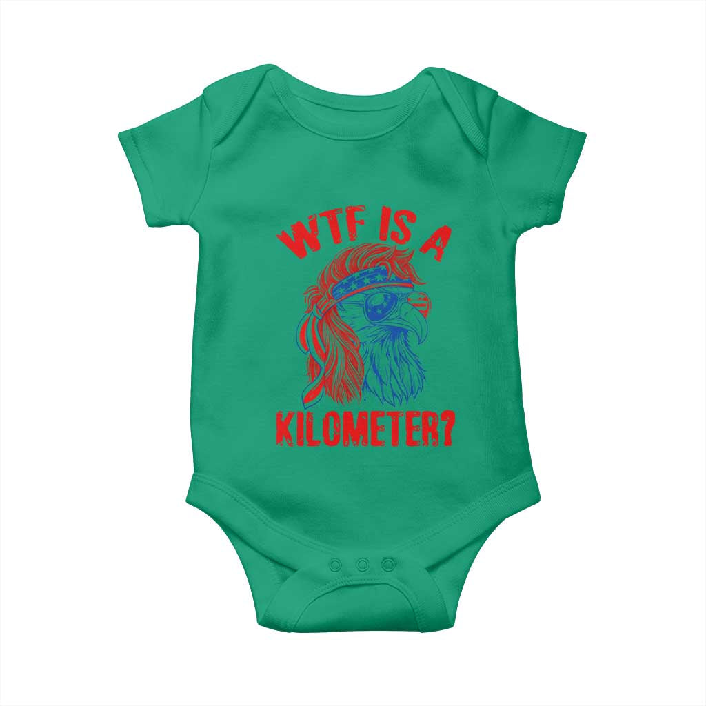 WTF is A Kilometer Baby Onesie Patriotic Eagle 4th of July USA American Flag