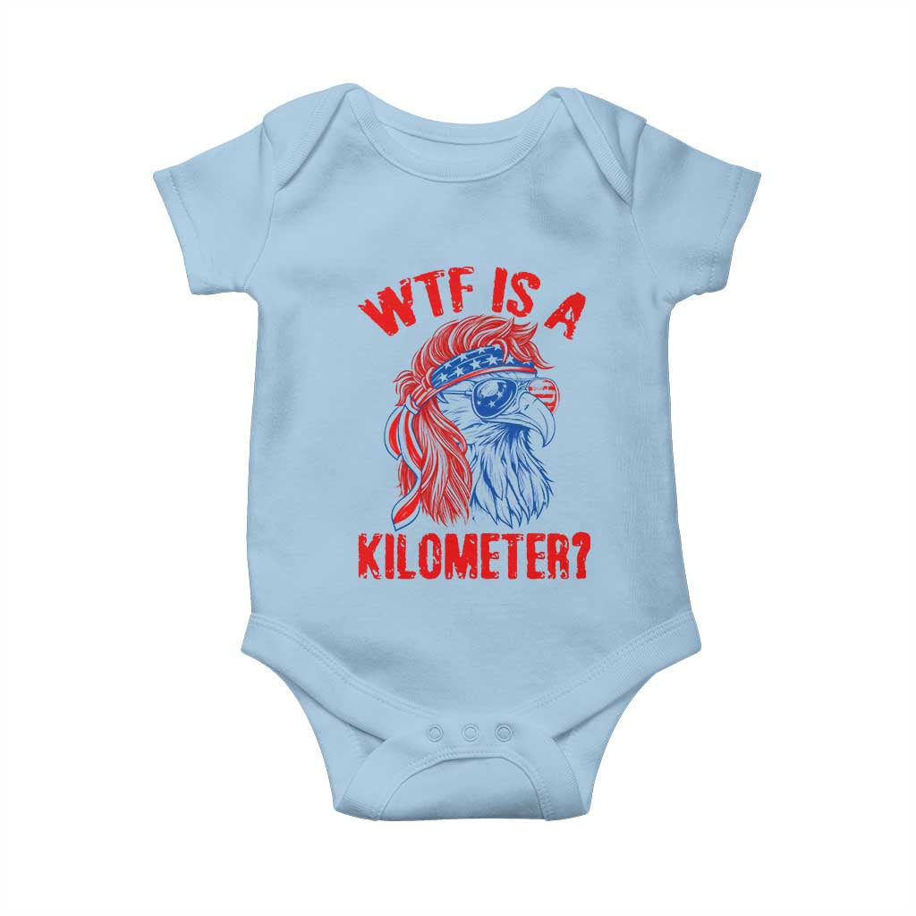 WTF is A Kilometer Baby Onesie Patriotic Eagle 4th of July USA American Flag