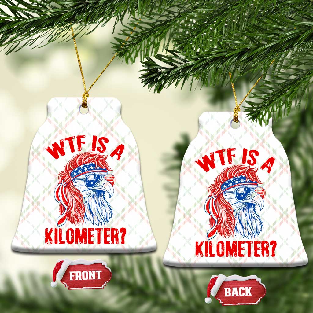 WTF is A Kilometer Ceramic Ornament Patriotic Eagle 4th of July USA American Flag