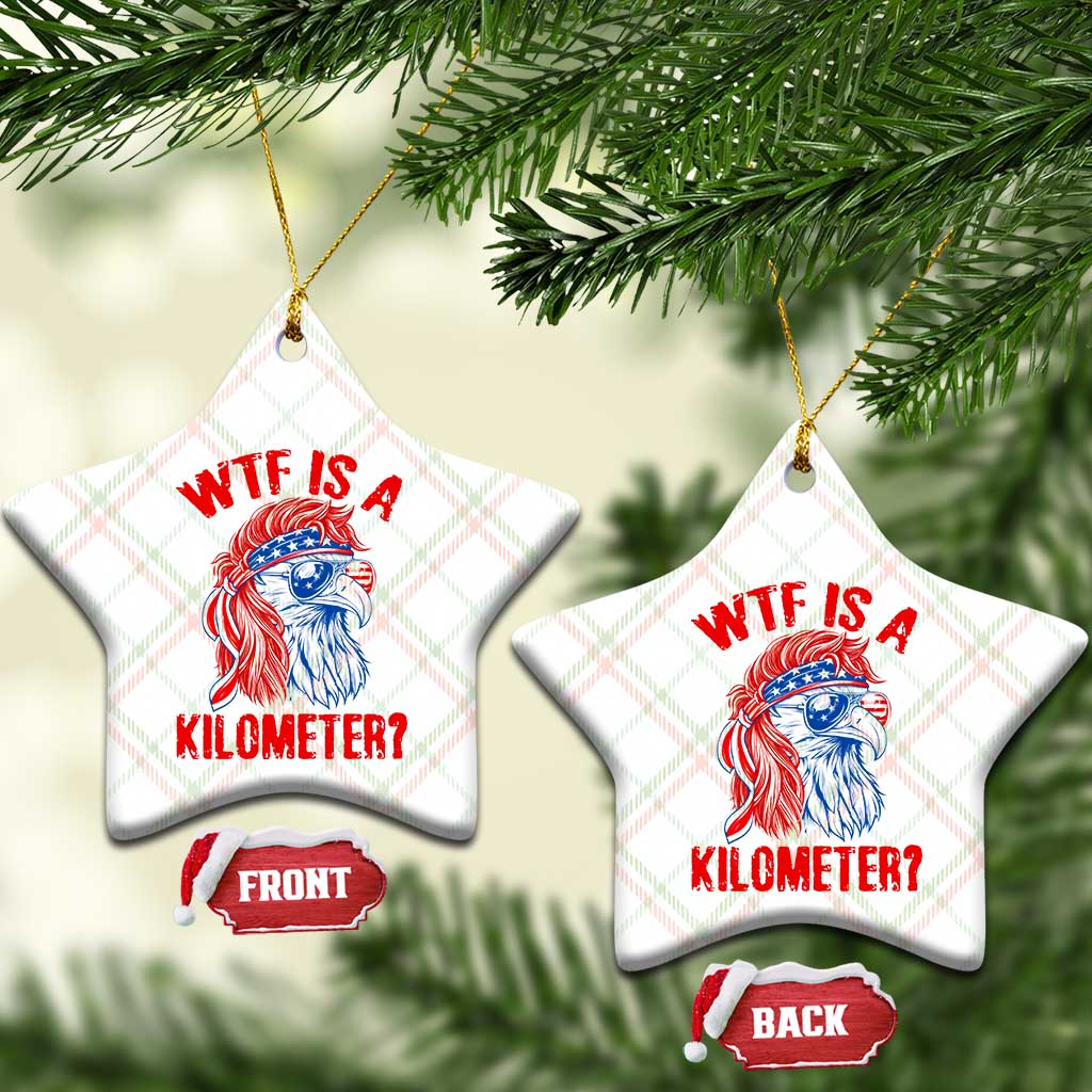WTF is A Kilometer Ceramic Ornament Patriotic Eagle 4th of July USA American Flag