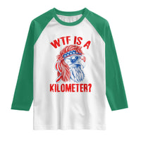 WTF is A Kilometer Raglan Shirt Patriotic Eagle 4th of July USA American Flag