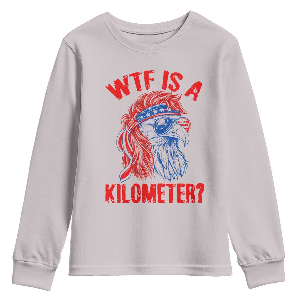 WTF is A Kilometer Youth Sweatshirt Patriotic Eagle 4th of July USA American Flag