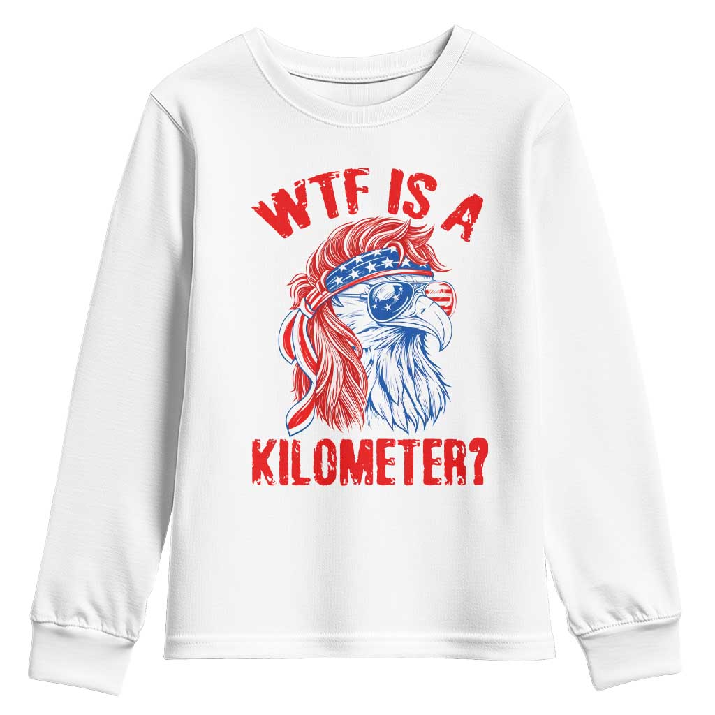 WTF is A Kilometer Youth Sweatshirt Patriotic Eagle 4th of July USA American Flag