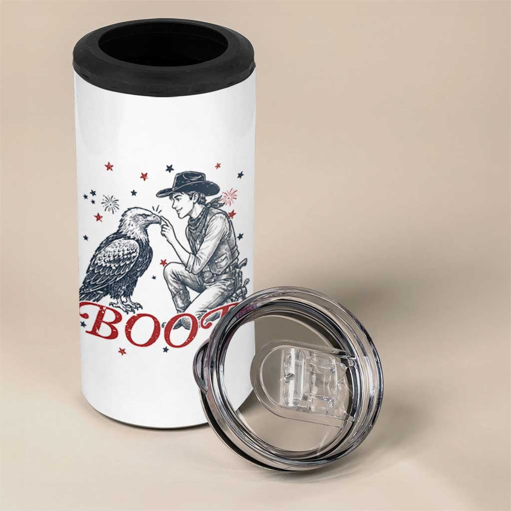 Boop Eagle 4 in 1 Can Cooler Tumbler Western Cowboy Patriotic 4th of July