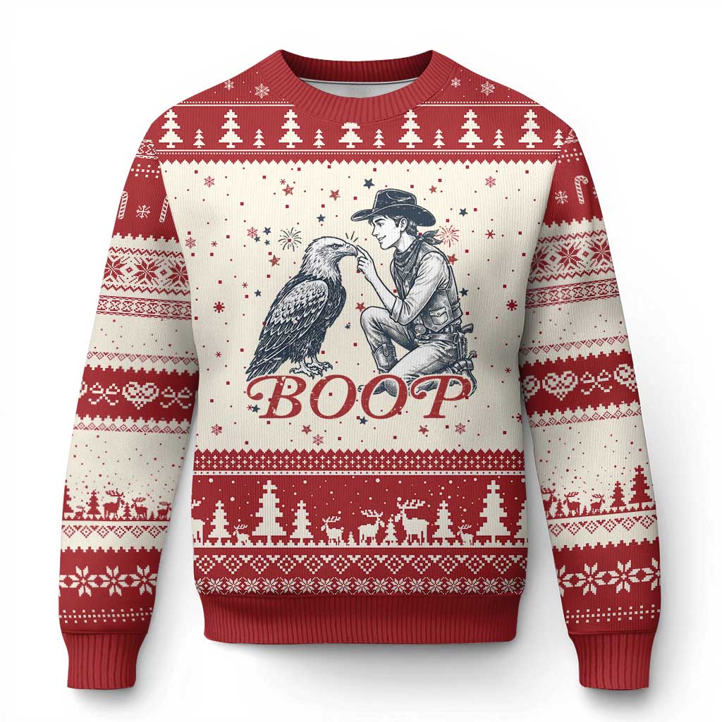Boop Eagle Ugly Christmas Sweater Western Cowboy Patriotic 4th of July