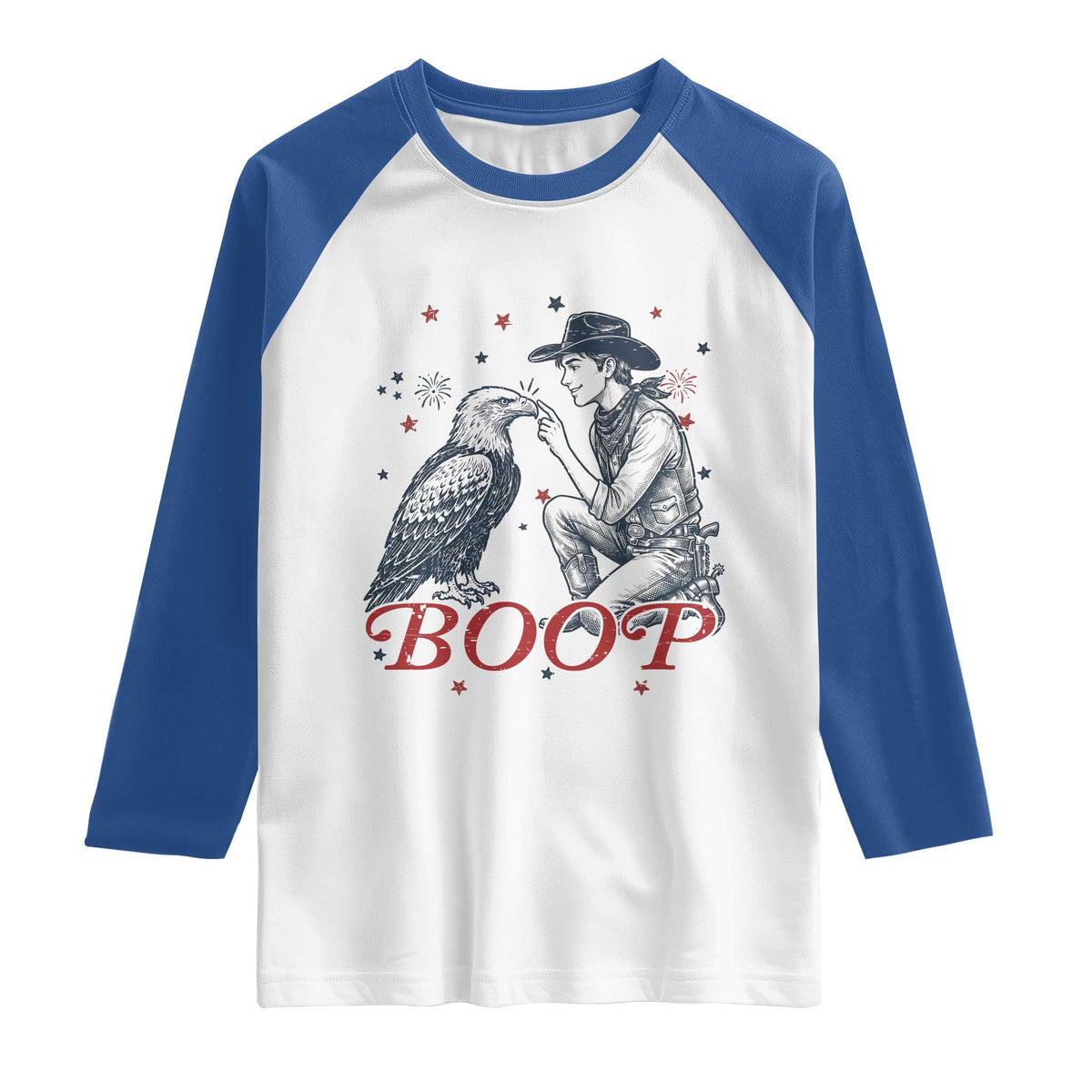 Boop Eagle Raglan Shirt Western Cowboy Patriotic 4th of July