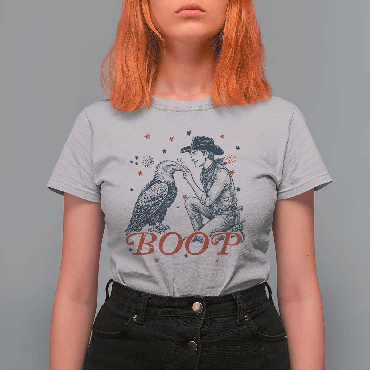 Boop Eagle T Shirt For Women Western Cowboy Patriotic 4th of July