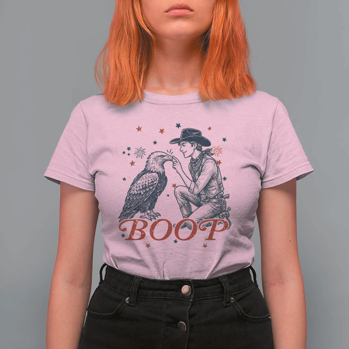 Boop Eagle T Shirt For Women Western Cowboy Patriotic 4th of July