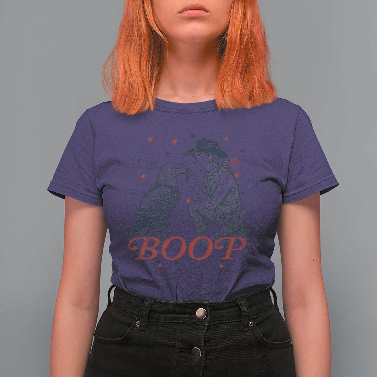 Boop Eagle T Shirt For Women Western Cowboy Patriotic 4th of July