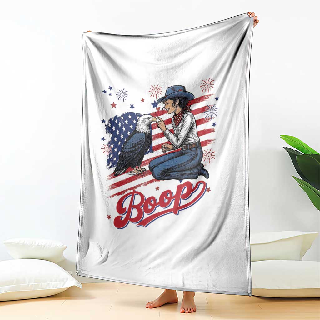 Boop Eagle Throw Blanket Western Cowgirl Patriotic USA American 4th of July