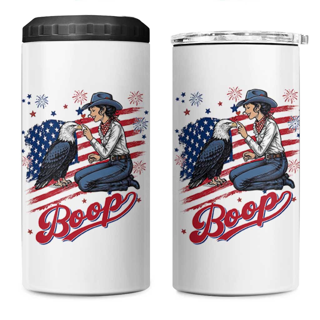 Boop Eagle 4 in 1 Can Cooler Tumbler Western Cowgirl Patriotic USA American 4th of July