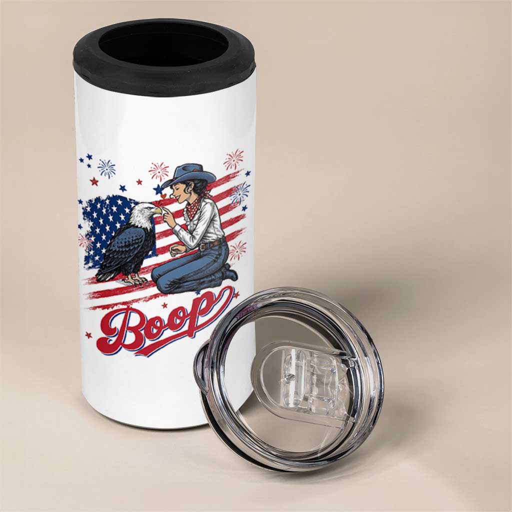 Boop Eagle 4 in 1 Can Cooler Tumbler Western Cowgirl Patriotic USA American 4th of July