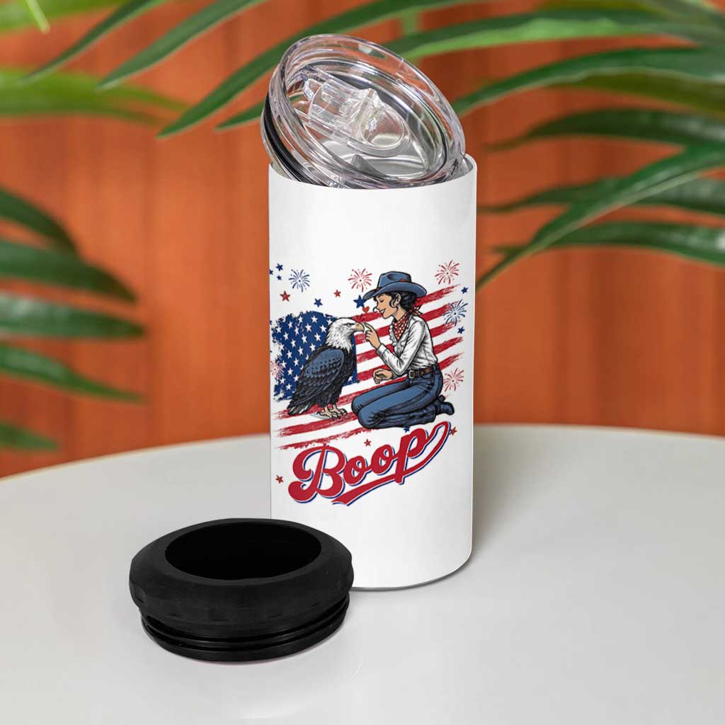 Boop Eagle 4 in 1 Can Cooler Tumbler Western Cowgirl Patriotic USA American 4th of July
