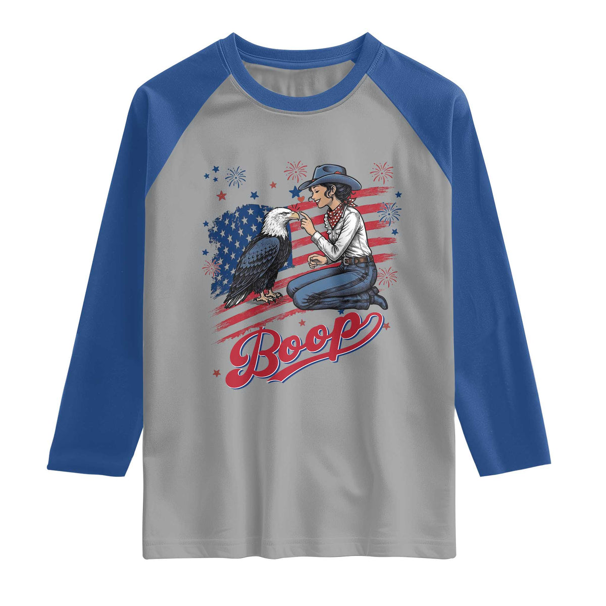 Boop Eagle Raglan Shirt Western Cowgirl Patriotic USA American 4th of July