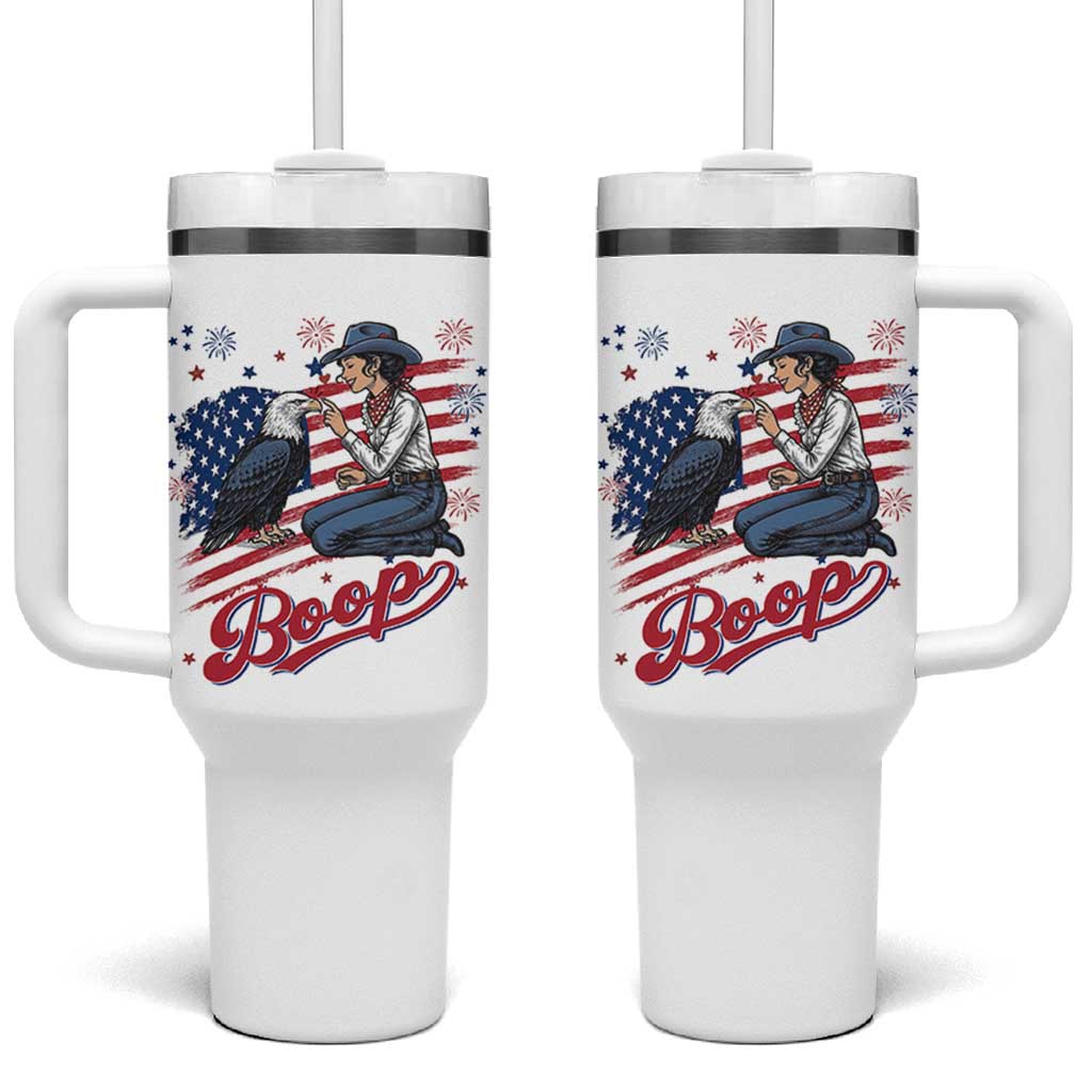 Boop Eagle Tumbler With Handle Western Cowgirl Patriotic USA American 4th of July