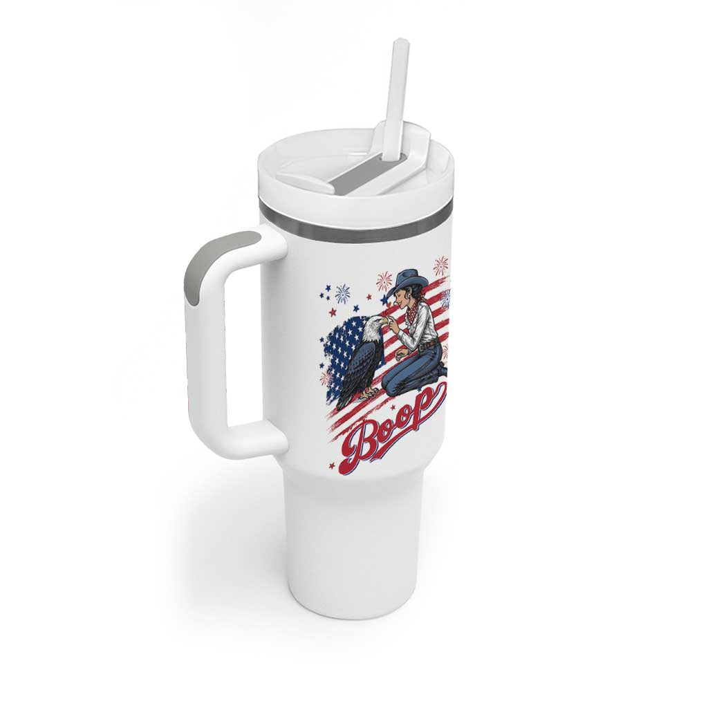 Boop Eagle Tumbler With Handle Western Cowgirl Patriotic USA American 4th of July