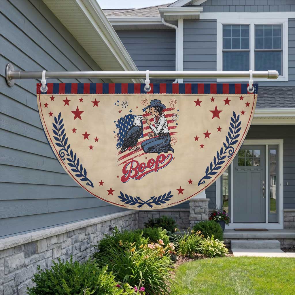 Boop Eagle Patriotic Fan Flag Western Cowgirl USA American 4th of July