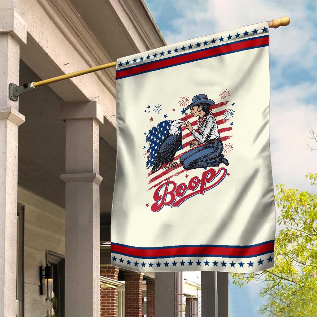 Boop Eagle Patriotic Garden Flag Western Cowgirl USA American 4th of July