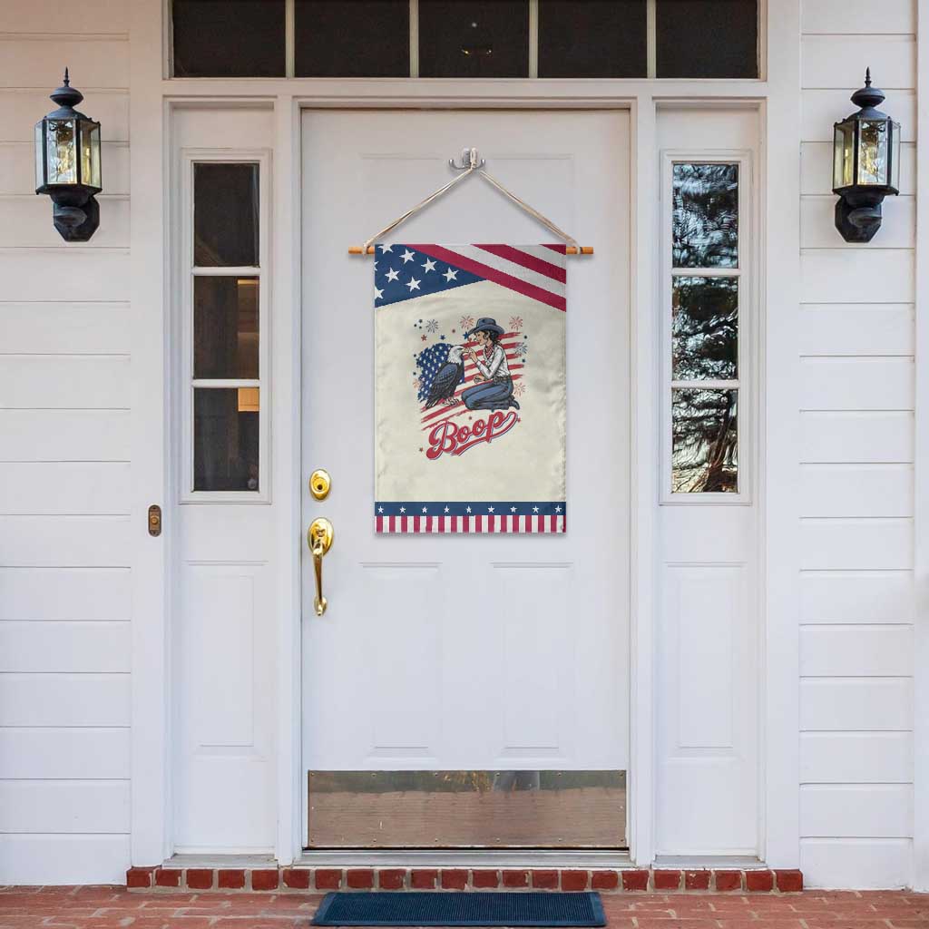 Boop Eagle Patriotic Garden Flag Western Cowgirl USA American 4th of July
