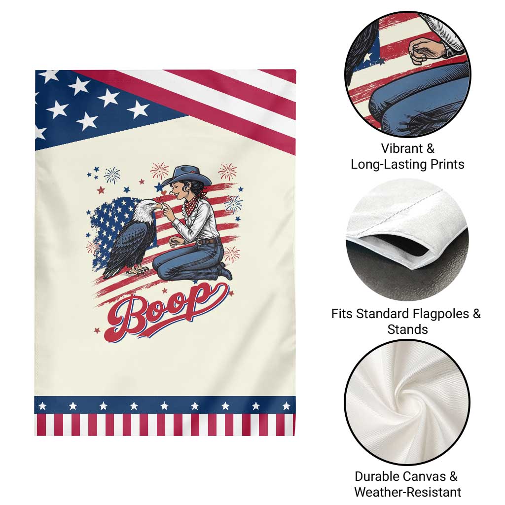 Boop Eagle Patriotic Garden Flag Western Cowgirl USA American 4th of July