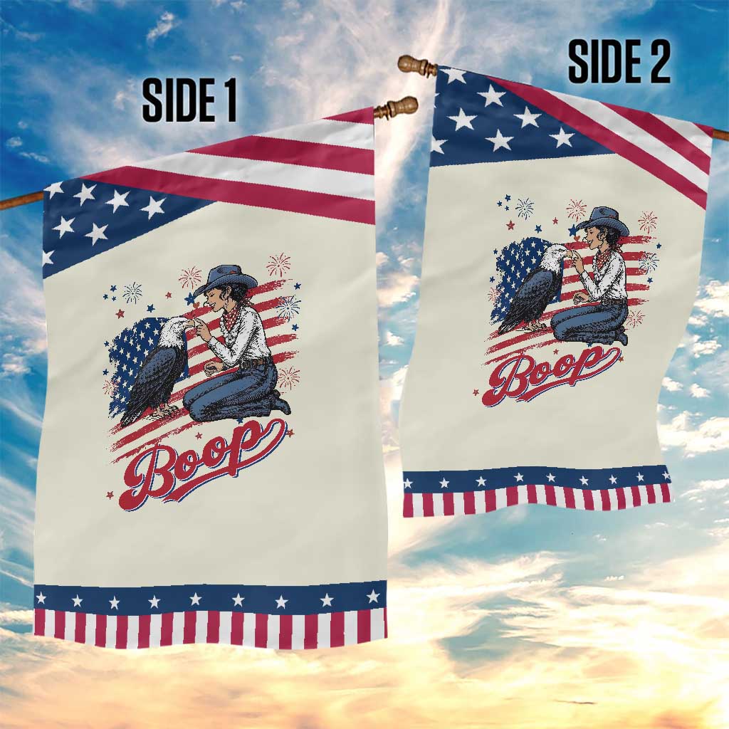 Boop Eagle Patriotic Garden Flag Western Cowgirl USA American 4th of July