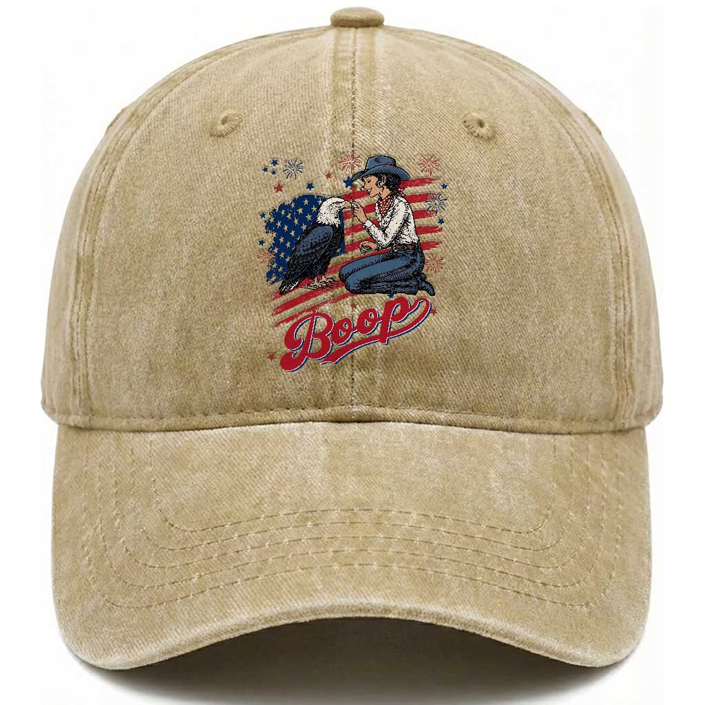 Boop Eagle Washed Cotton Baseball Cap Western Cowgirl Patriotic USA American 4th of July