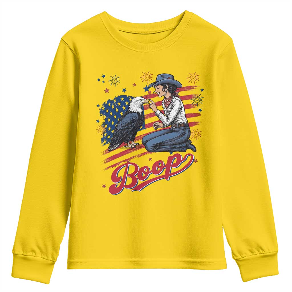 Boop Eagle Youth Sweatshirt Western Cowgirl Patriotic USA American 4th of July