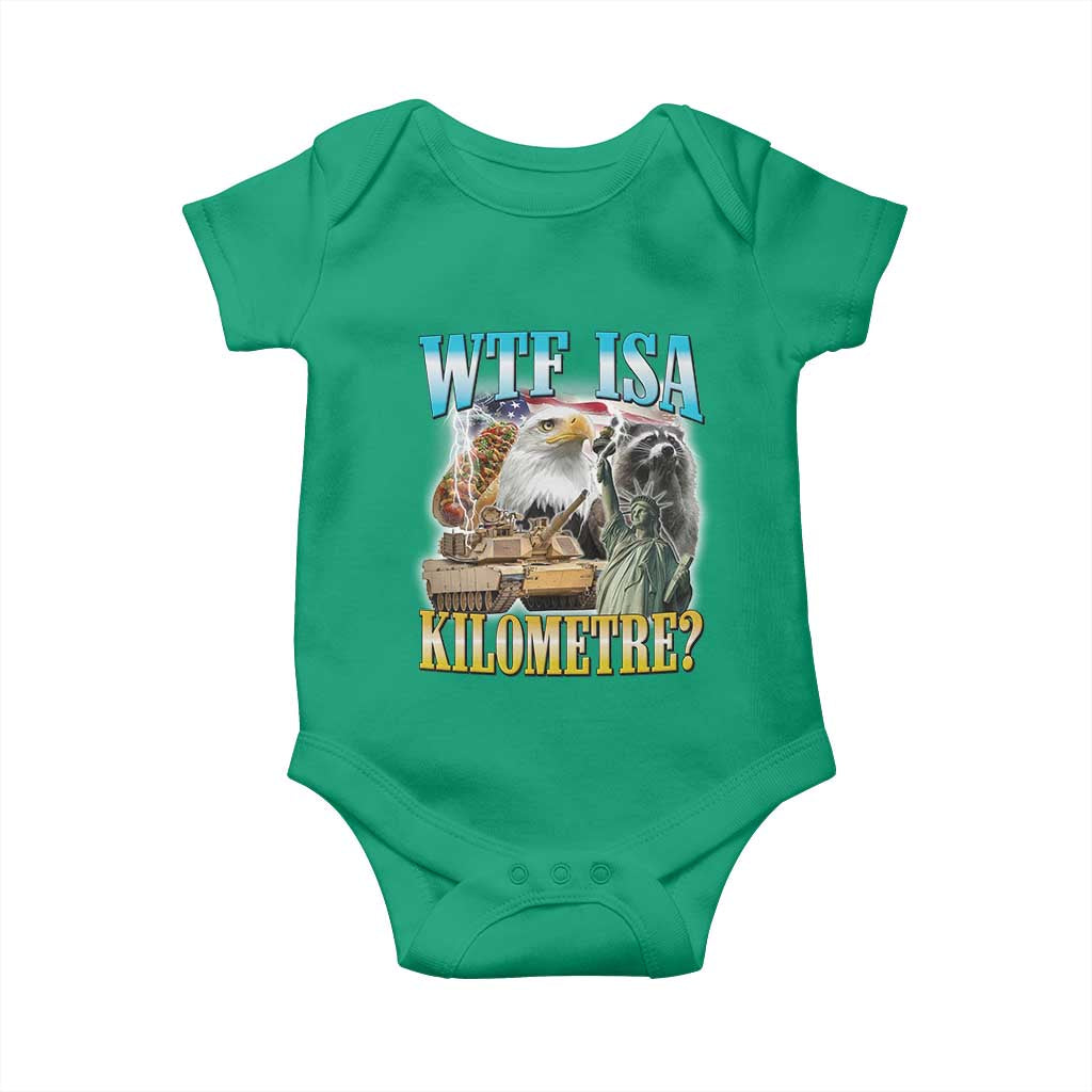 WTF is A Kilometer Baby Onesie Funny USA Patriotic Bootleg Meme