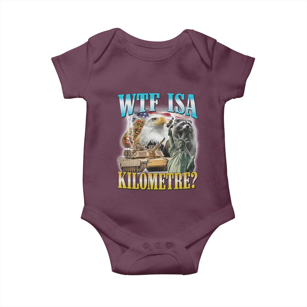 WTF is A Kilometer Baby Onesie Funny USA Patriotic Bootleg Meme