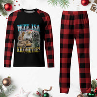 WTF is A Kilometer Plaid Pajama Set Funny USA Patriotic Bootleg Meme
