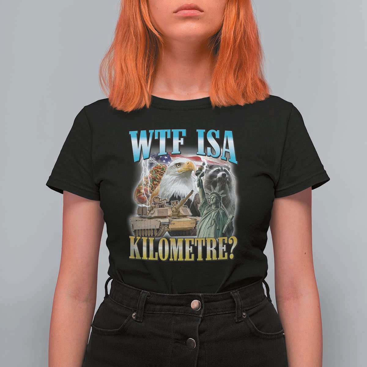 WTF is A Kilometer T Shirt For Women Funny USA Patriotic Bootleg Meme