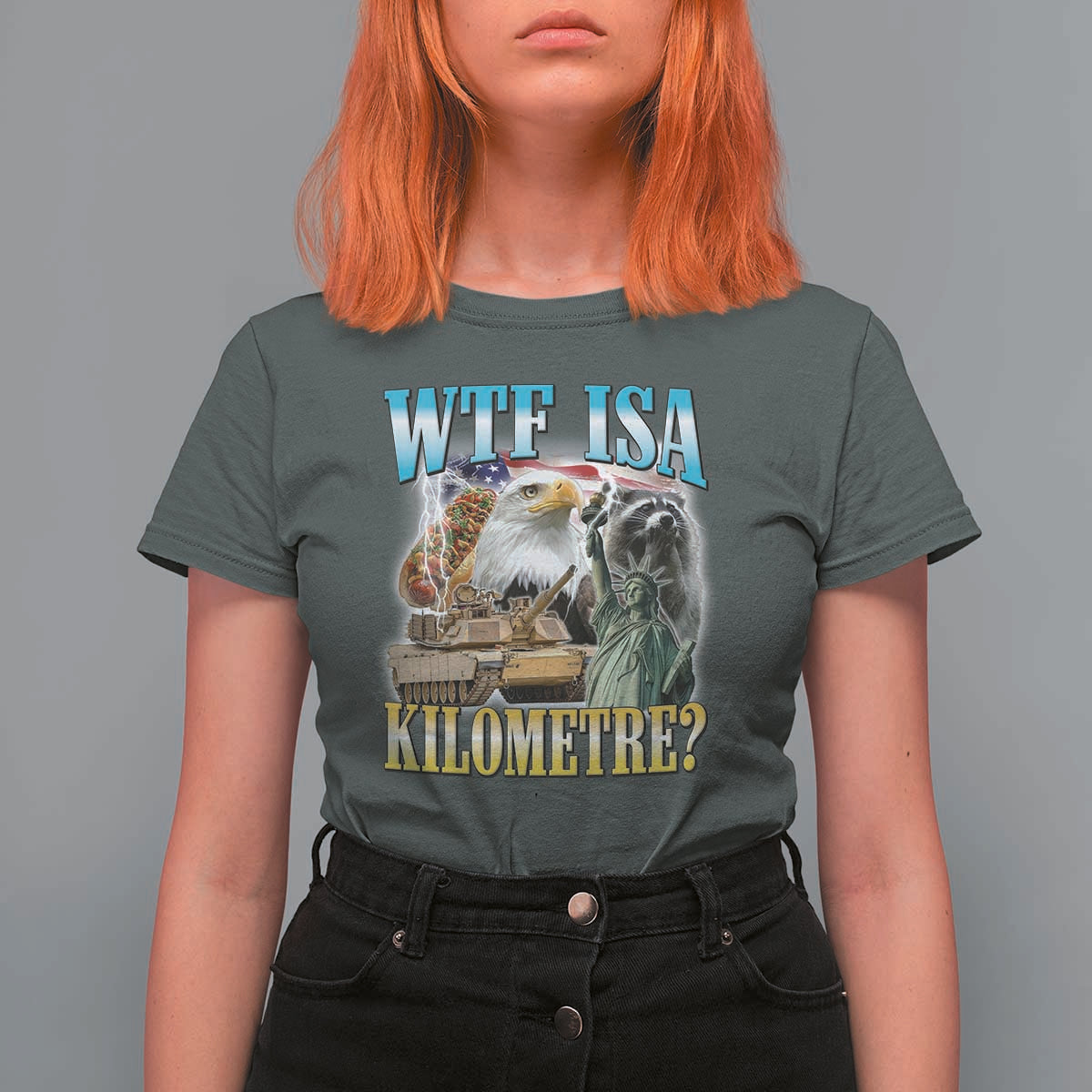 WTF is A Kilometer T Shirt For Women Funny USA Patriotic Bootleg Meme
