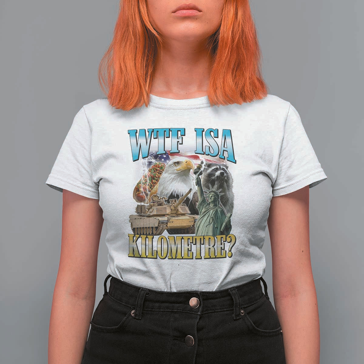 WTF is A Kilometer T Shirt For Women Funny USA Patriotic Bootleg Meme