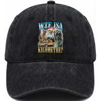 WTF is A Kilometer Washed Cotton Baseball Cap Funny USA Patriotic Bootleg Meme