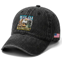 WTF is A Kilometer Washed Cotton Baseball Cap Funny USA Patriotic Bootleg Meme