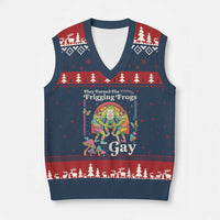 They Turned The Frigging Frogs Gay V-Neck Knit Sweater Vest Funny LGBTQ Pride Month