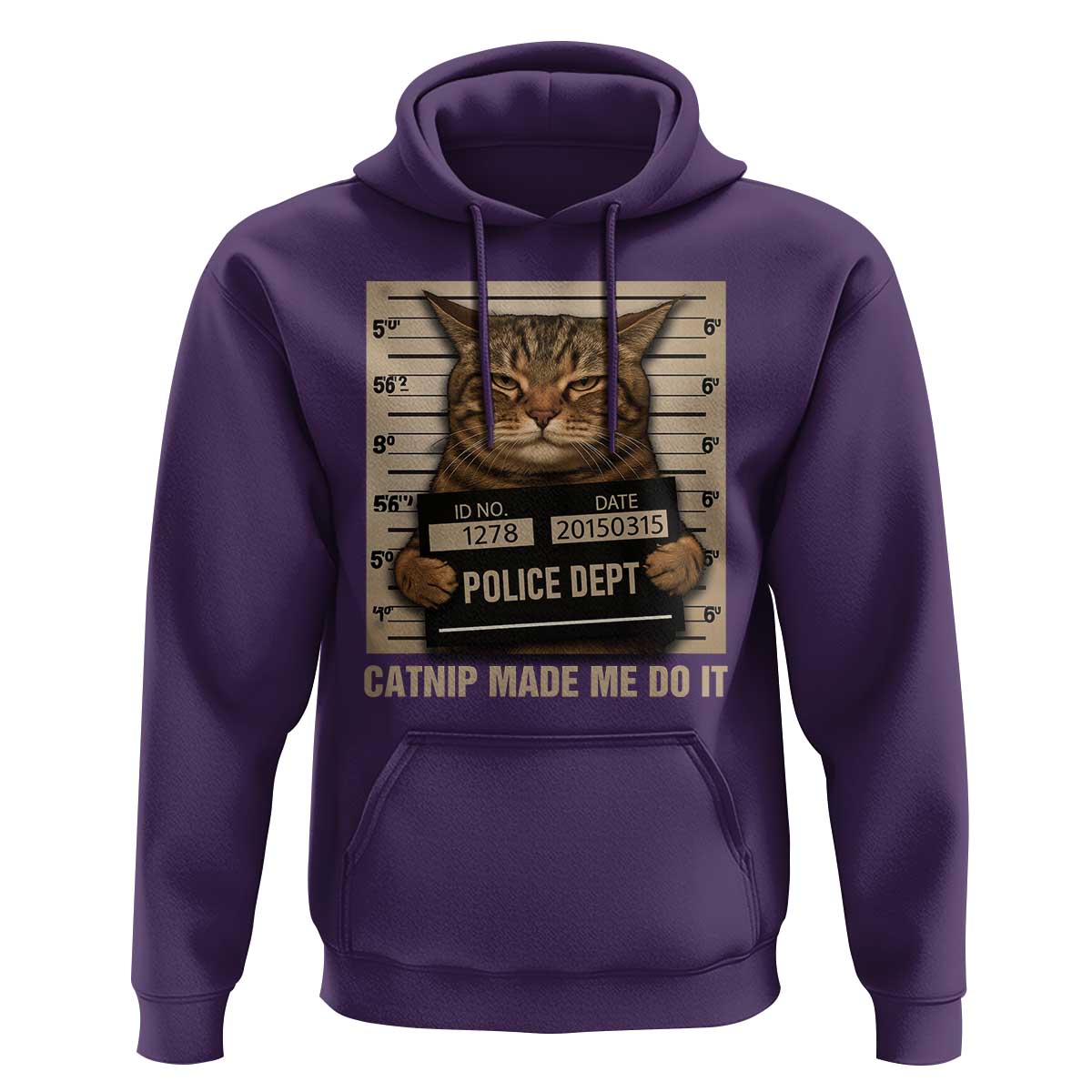 Funny Cat Mugshot Hoodie Catnip Made Me Do It - Wonder Print Shop