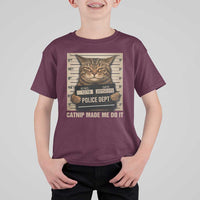 Funny Cat Mugshot T Shirt For Kid Catnip Made Me Do It - Wonder Print Shop