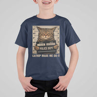Funny Cat Mugshot T Shirt For Kid Catnip Made Me Do It - Wonder Print Shop