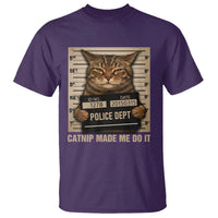 Funny Cat Mugshot T Shirt Catnip Made Me Do It - Wonder Print Shop