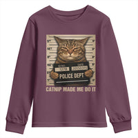 Funny Cat Mugshot Youth Sweatshirt Catnip Made Me Do It - Wonder Print Shop