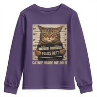 Funny Cat Mugshot Youth Sweatshirt Catnip Made Me Do It - Wonder Print Shop