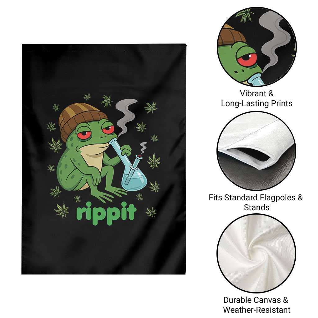 Rippit Frog Garden Flag Funny 420 Stoner Weed Humor - Wonder Print Shop